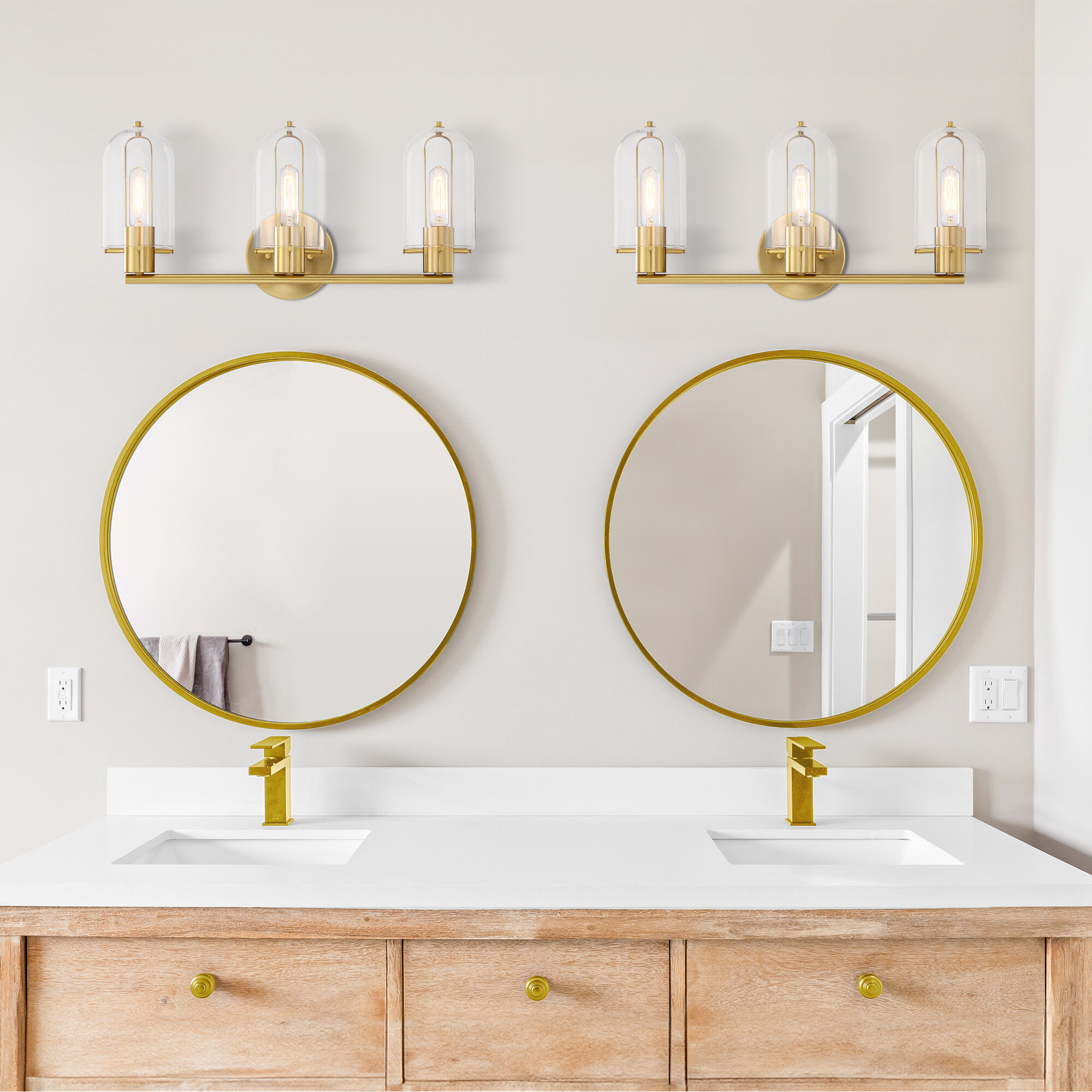 Skylar 3 Light 24.5 inch Brushed Gold Vanity Light Wall Light